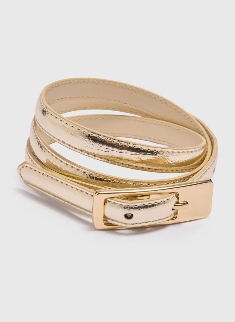 ماتلان Gold Metallic Slim Belt